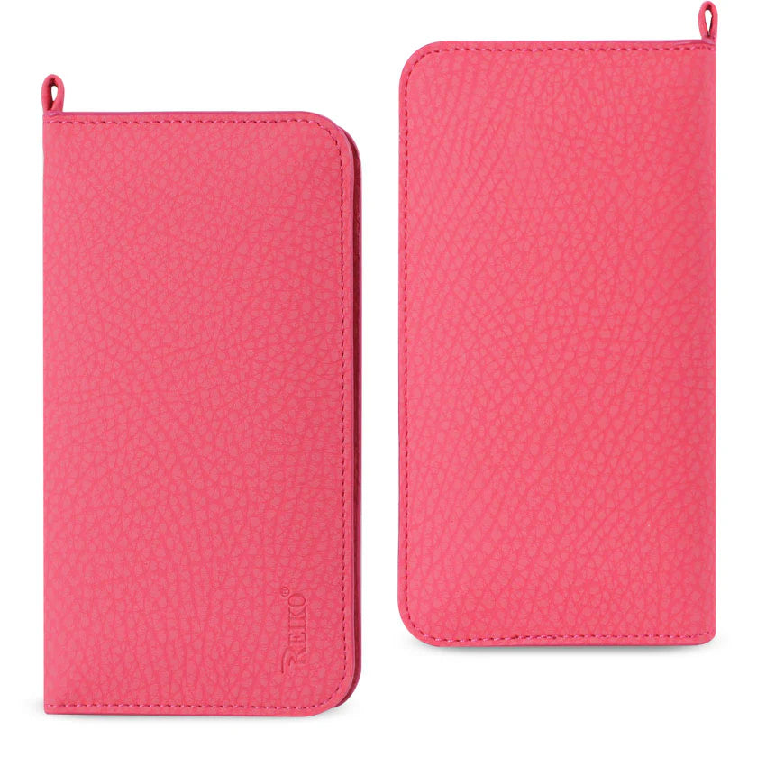 REIKO UNIVERSAL WALLET PHONE CASE WITH SIDE POCKETS AND MAGNETIC FLAP FOR SAMSUNG NOTE 5 (6.180X3.15X0.45 INCHES) IN HOT PINK (FC33-623205HK)